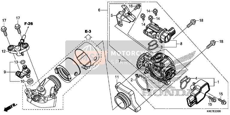 17560K40F00, Comp. Giuntura,  Iniettore, Honda, 1